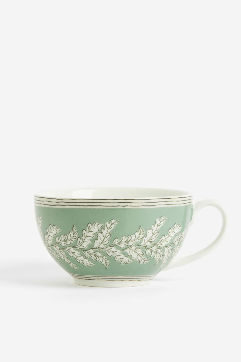 Porcelain Cup - Light green/leaves - Home All | H&M US | H&M (US + CA)