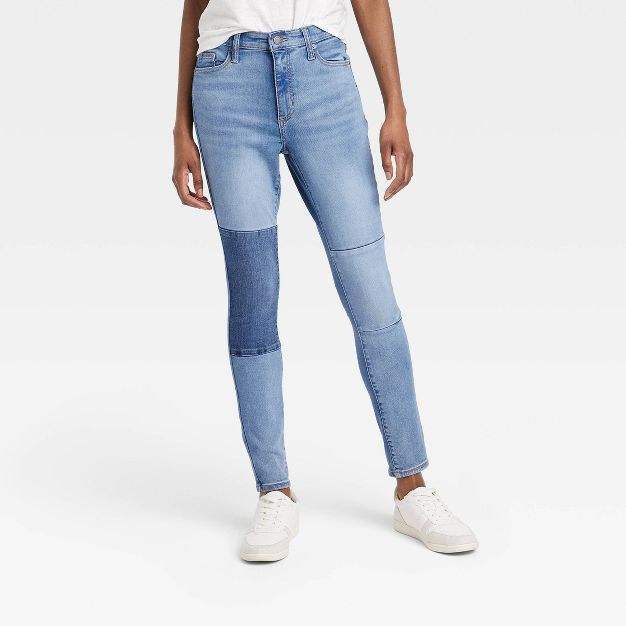 Women&#39;s High-Rise Skinny Patched Jeans - Universal Thread&#8482; Light Wash 18 | Target