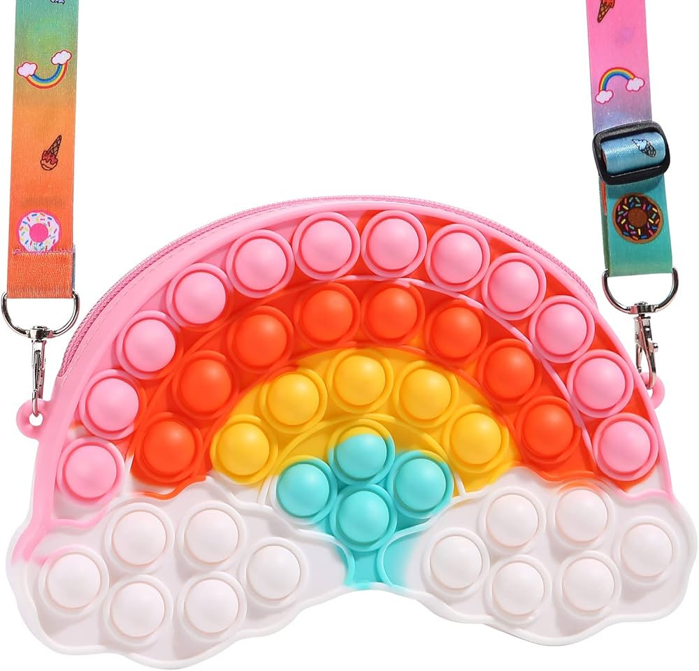 Little Girls Birthday Gifts Silicone School Bag Purse Colorful Rainbow Crossbody Bag School Suppl... | Amazon (US)