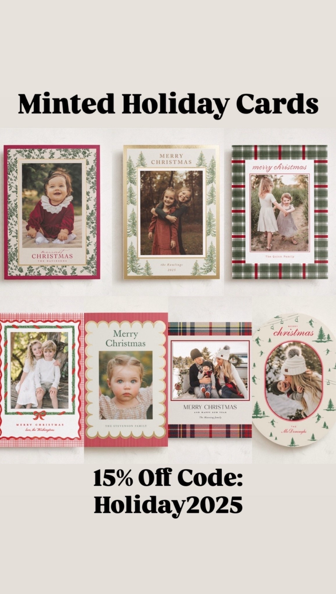 Minted holiday cards
15.% off code: holiday2025
Christmas card
Photos

#LTKSaleAlert