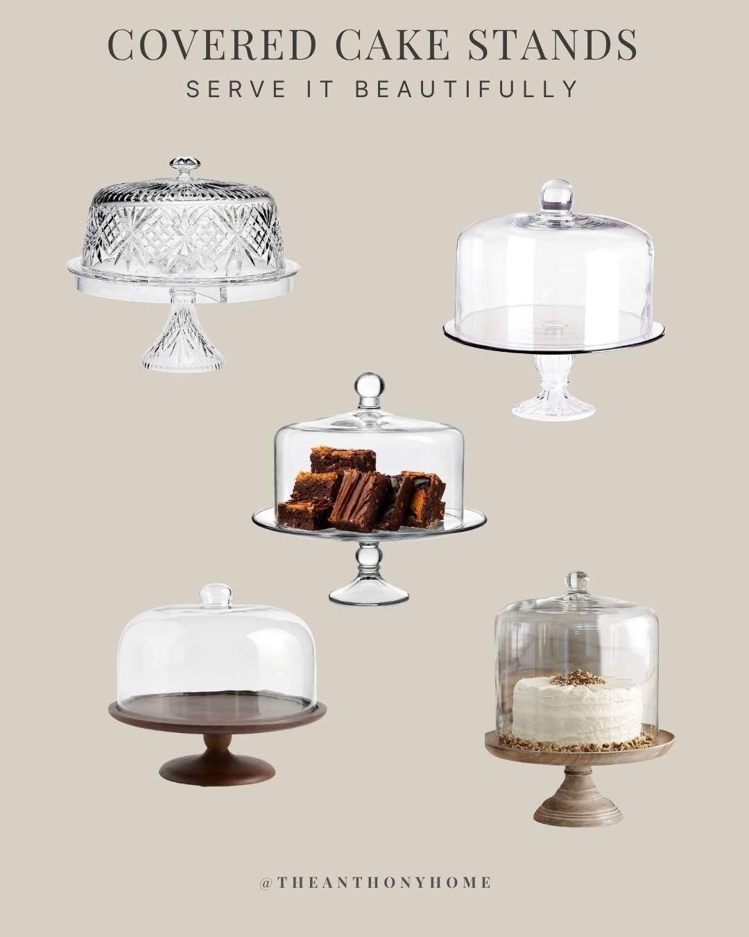 Covered cake stands are one of my favorite ways to make something simple feel a little more special. I use them for pastries, cakes, muffins, cookies, and easy breakfast setups when we have guests. Sharing a few beautiful options in glass, crystal, and wood that are pretty enough to leave out and practical enough to use often.

#LTKfoodie #LTKHome
