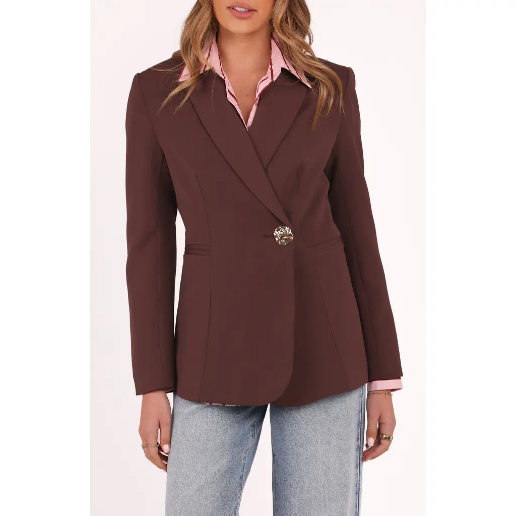 Petal & Pup Leo One-Button Blazer in Chocolate Brown at Nordstrom, Size Medium | Nordstrom