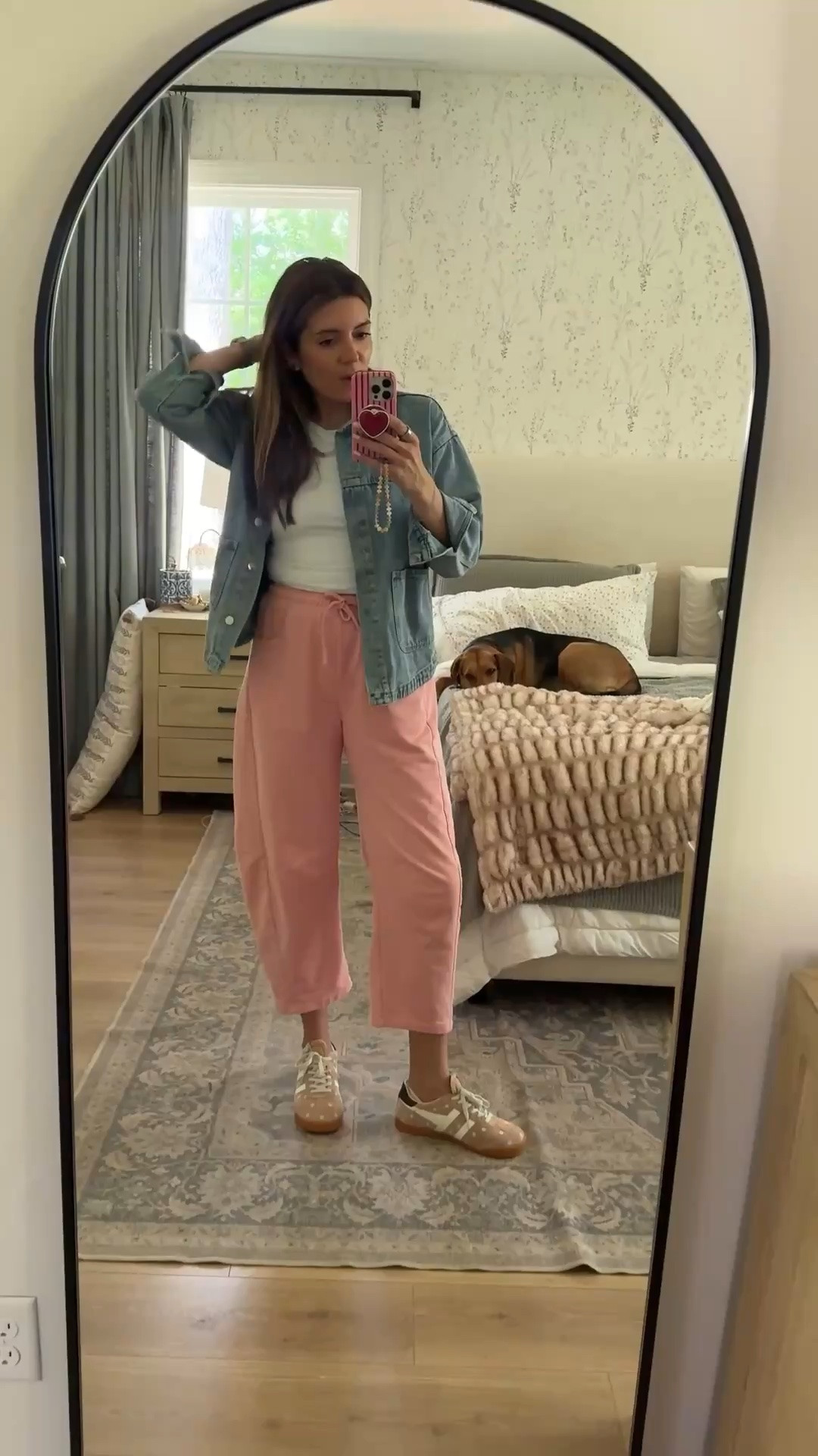 Outfit of the day!! Barrel sweatpants in a small, denim jacket small, tank in a small. I’m 5’7”/size 4.

#LTKootd #LTKmomlife #LTKOver40