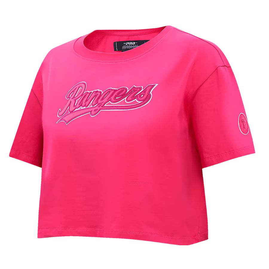 Women's Texas Rangers Pro Standard Pink Triple Pink Boxy Cropped T-Shirt | MLB Shop