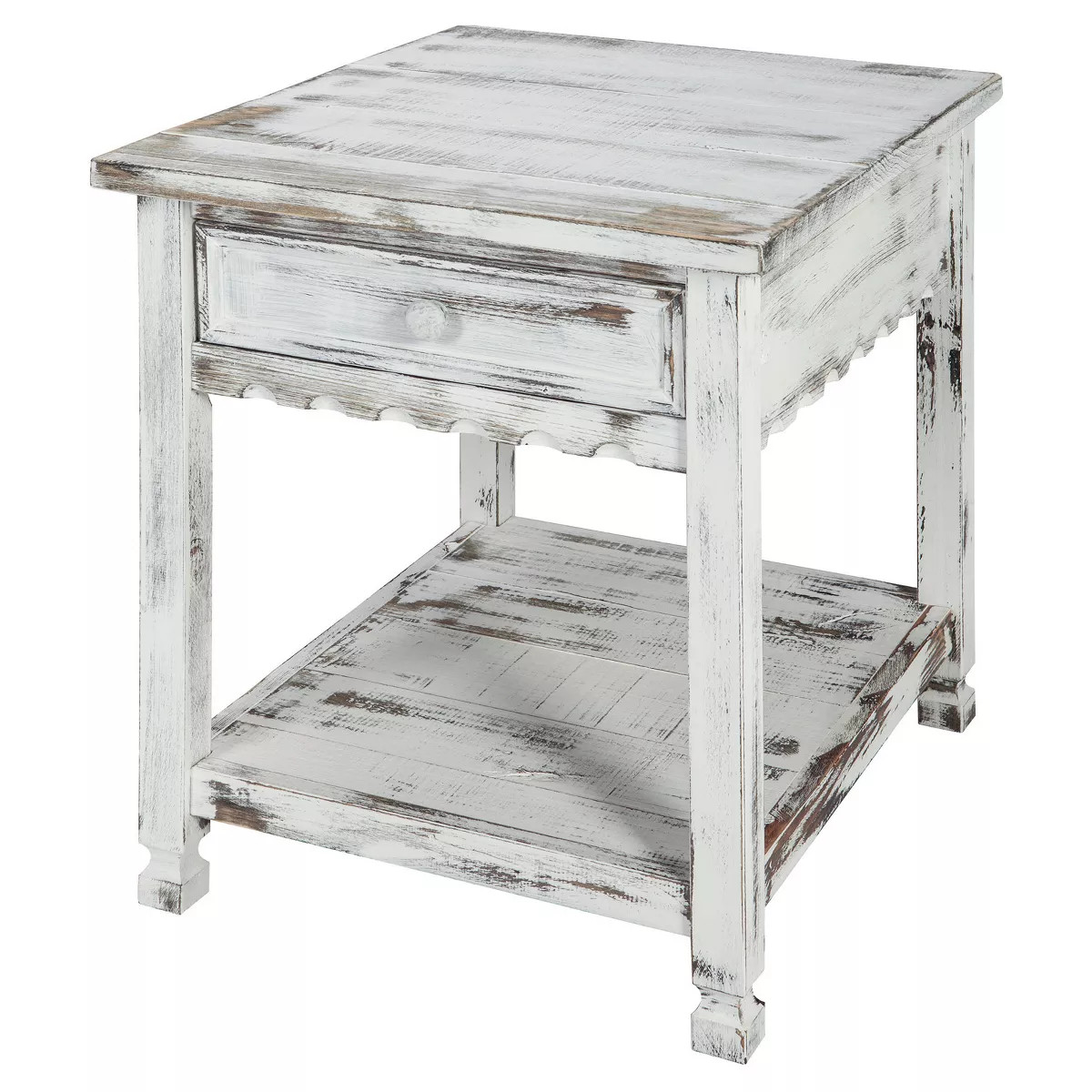 1-drawer End Table Hardwood White - Alaterre Furniture: Cottage Style, Square Legs, Storage Shelf | Target