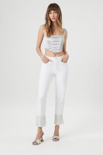 Rhinestone Fringe Straight-Leg Jeans | Forever 21 (US)