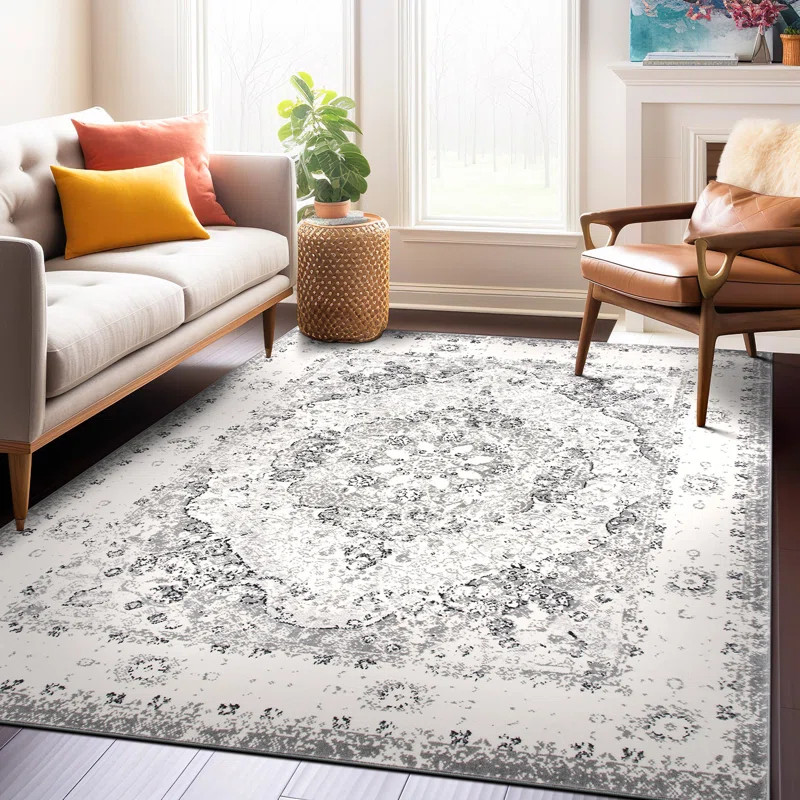 Hector Performance Oriental Gray/Ivory/Black Indoor Rug | Wayfair North America