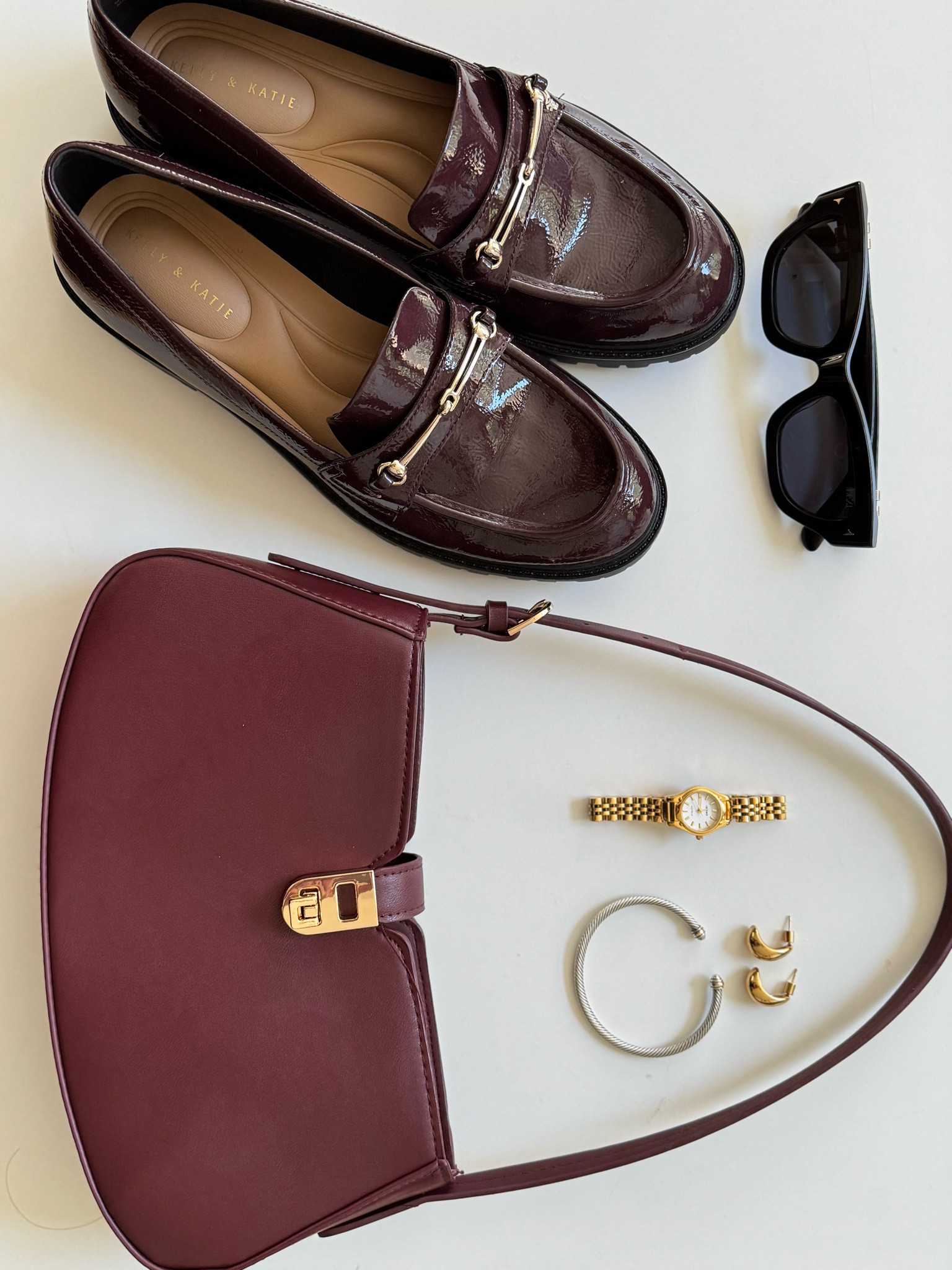Loafers, burgundy, burgundy loafer, burgundy bag, watch, earrings, gold, gold jewelry, affordable jewelry, Dezi sunglasses, sunnies, accessories, chic accessories, wine loafers, David yurman, luxury and affordable 

#LTKShoeCrush #LTKItBag #LTKSeasonal