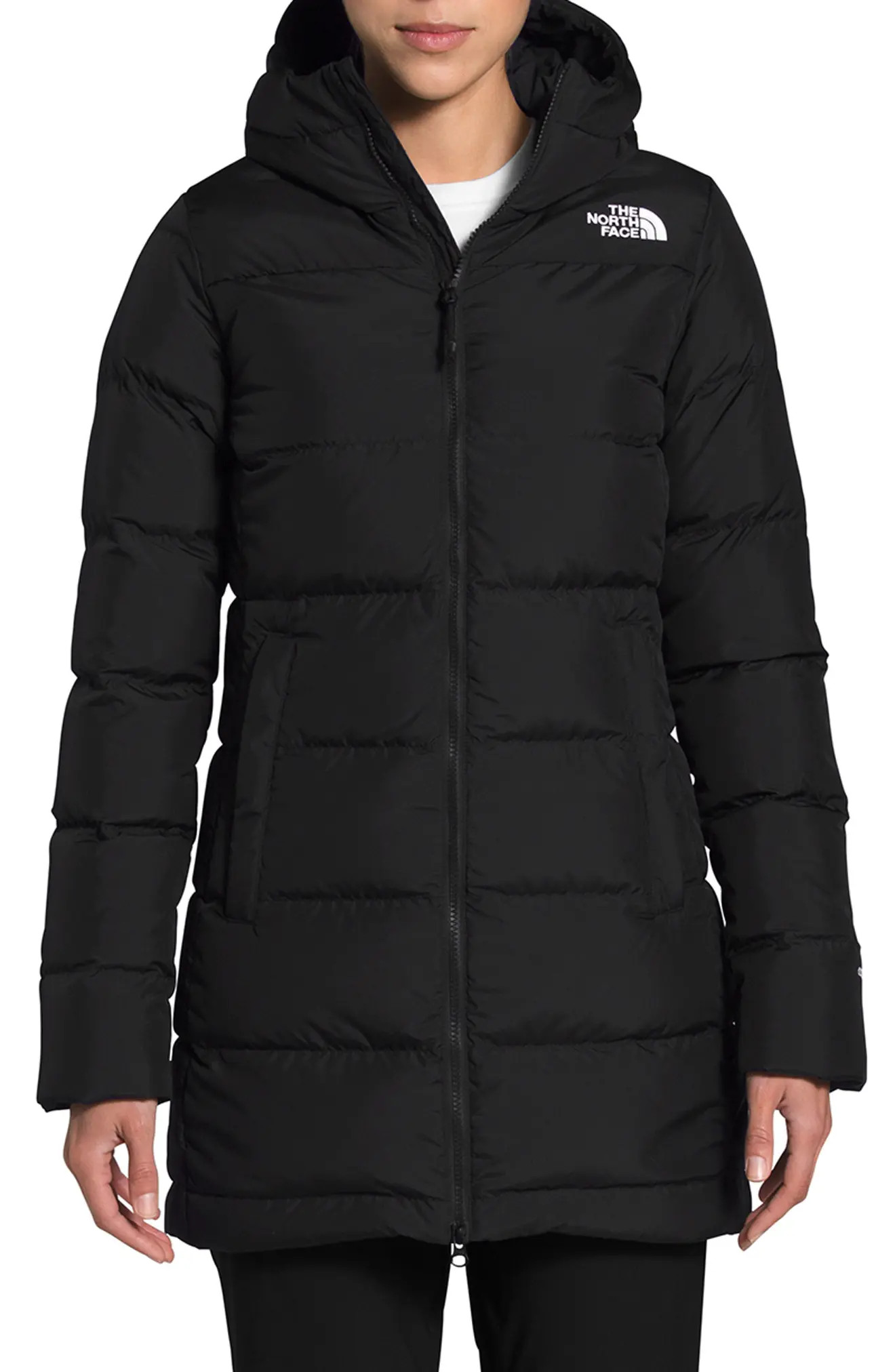 Women's The North Face Gotham 550 Fill Power Down Hooded Parka, Size Large - Black | Nordstrom