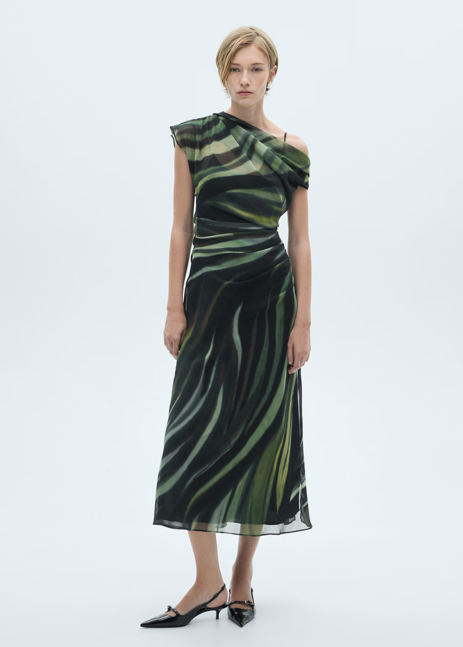 Printed dress with draped detail | MANGO (US)