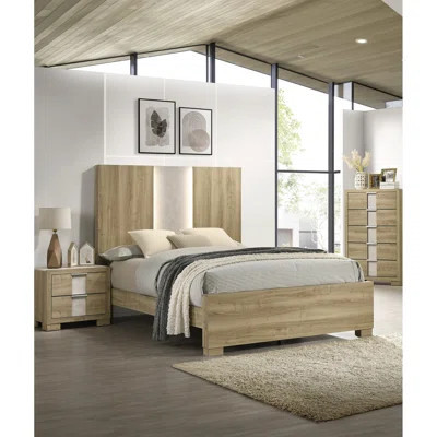 Contemporary Driftwood - Finished Queen Bed With Integrated Lighting, Clean Lines, Bedroom Japanese Size Built In Lighting And Finish, Lines For A Mod | Wayfair North America