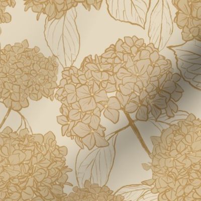 Dried Hydrangeas fields - large ochre earth tones | Spoonflower