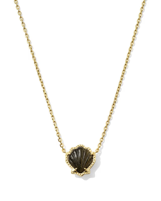 Brynne Gold Shell Short Pendant Necklace in Golden Obsidian | Kendra Scott