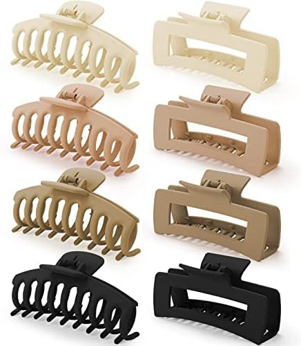 Large Long Hair Clips, Strong Hold Rectangular Hair Clips for Thick Thin Curly Hair, Matte Neutra... | Amazon (US)
