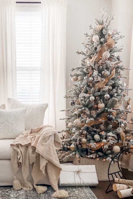 Flocked tree, Target Christmas, cozy neutral Christmas decor. 

#LTKHoliday #LTKSeasonal
