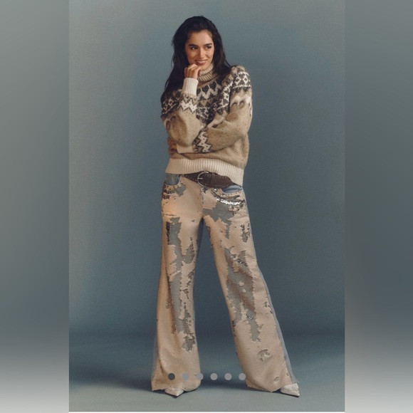 NWT Anthropologie Pilcro Sequin High-Rise Wide-Leg Skater Jeans Size 28 new $198 | Poshmark