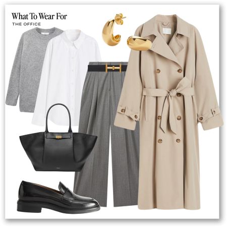 Ways to wear a trench coat 🧥 

Workwear, the office, tailored trousers, white shirt, leather tote bag, black loafers, grey knit, high street fashion, smart style, H&M, reiss, Stradivarius, & other stories 

#LTKworkwear #LTKSeasonal #LTKeurope