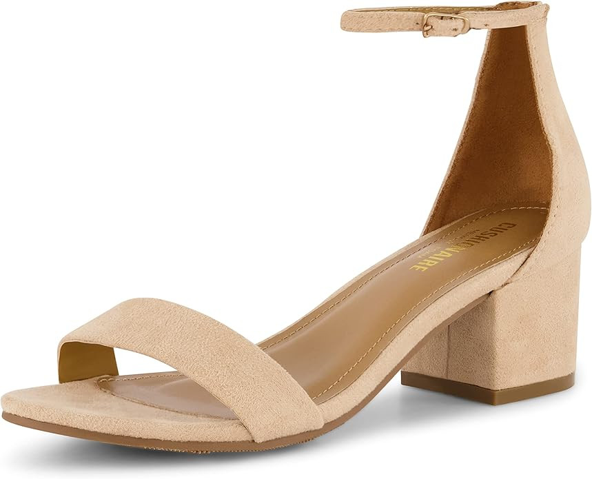 CUSHIONAIRE Women's Alba one band mid block heel sandal +Memory Foam | Amazon (US)