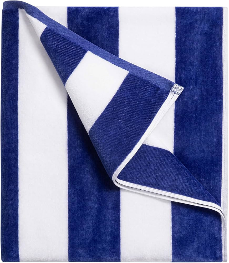 Large Oversized Beach Towel - Big Cotton 36 x 70 Inch Striped Pool Towel, Large Cabana Soft Swimm... | Amazon (US)