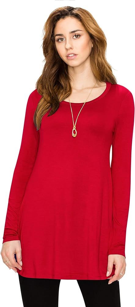 Lock and Love Women's Long Sleeve Trapeze Tunic for Leggings-Made in USA | Amazon (US)