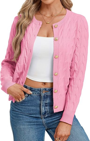 GRACE KARIN Womens Button Up Cable Knit Cardigan Sweaters Fall Outfits 2026 | Amazon (US)