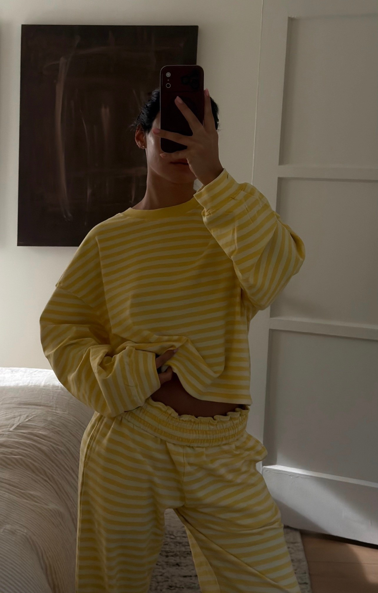 my go to comfy outfit | daily drills yellow and white striped oversized long sleeve and pants 

#LTKootd #LTKdayinmylife #LTKfitnessgoals