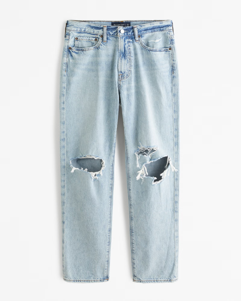 Abercrombie & Fitch Men's Lightweight Loose Jean in Light Ripped Wash - Size 34 X 32 | Abercrombie & Fitch (US)