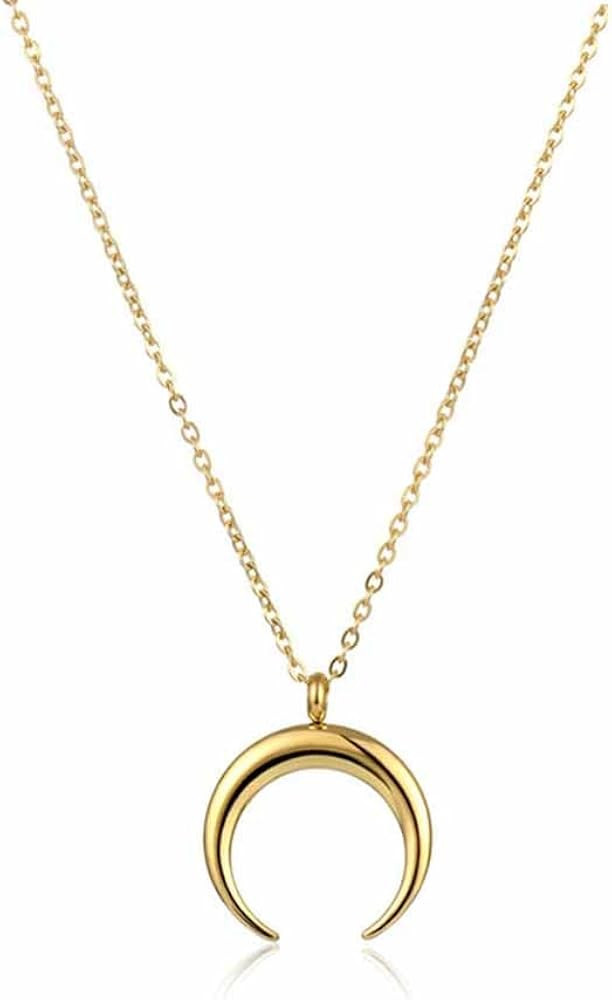 Resin Moon Necklace Vintage Big Horn Crescent Necklace Pendant for Women Boho Beach Jewelry Gifts | Amazon (US)