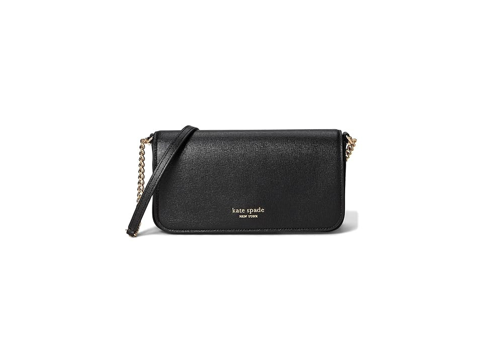 Kate Spade New York Devin Saffiano Leather Flap Chain Wallet Wallet Women's Handbags Black, Leather/Polyester | Zappos