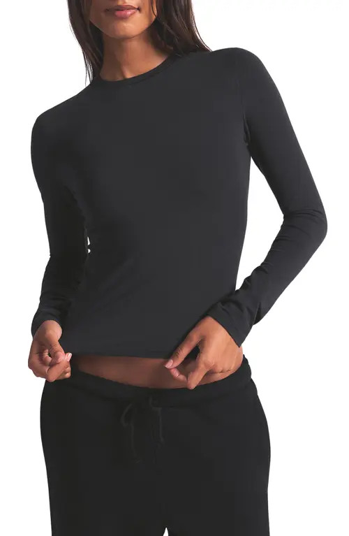 SKIMS Stretch Cotton Jersey Long Sleeve T-Shirt in Soot at Nordstrom, Size 4 X | Nordstrom