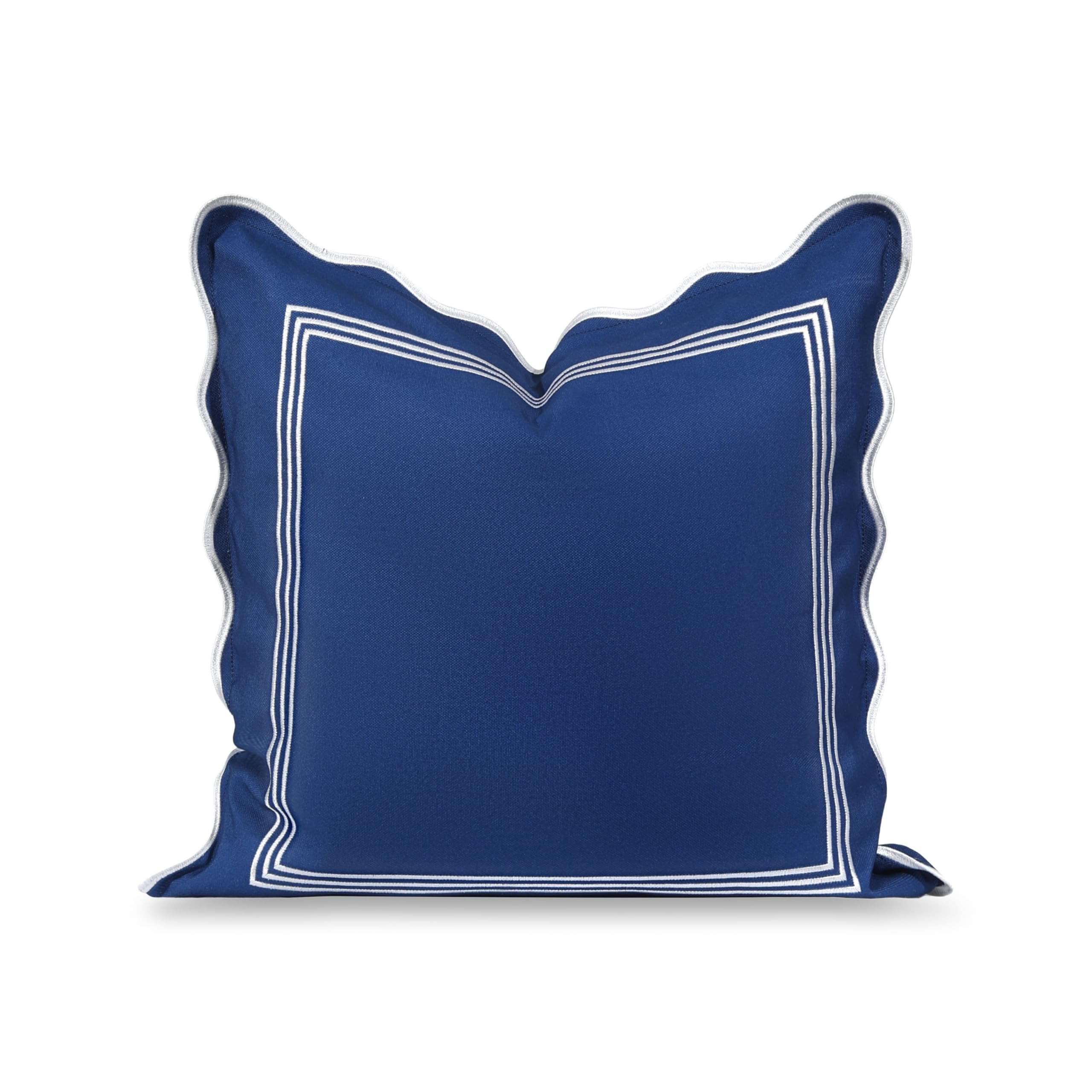 Hofdeco Premium Coastal Hampton Scalloped Patio Indoor Outdoor Throw Pillow Cover Only, 20"x20" W... | Amazon (US)