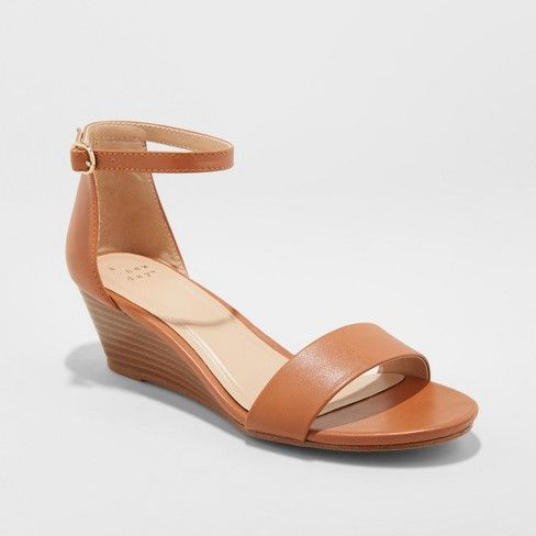 Women's Wilda Strappy Sliver Ankle Strap Wedge Sandals - A New Day™ | Target