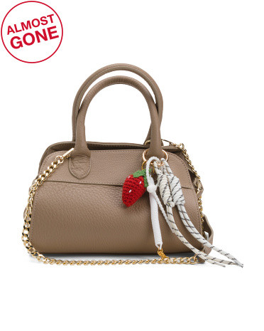 Made In Italy Leather Mini Satchel With Strawberry Charm | TJ Maxx
