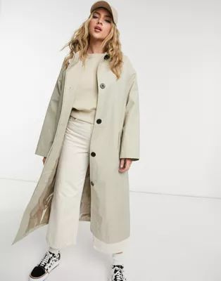 ASOS DESIGN hero oversized boyfriend trench coat in stone | ASOS (Global)