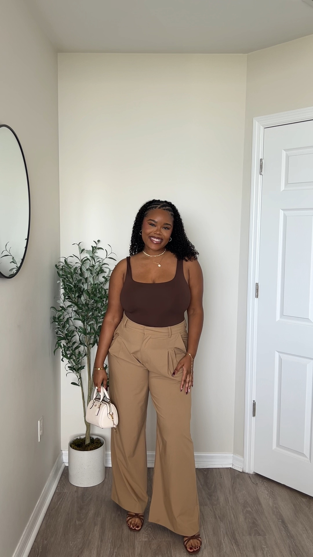 Getting dressed for Art Basel week in Miami — shades of brown. Obsessed with this entire chic look. #curvyfashion #ootd #brownoutfits #miami

#LTKgrwm #LTKMidsize #LTKootd