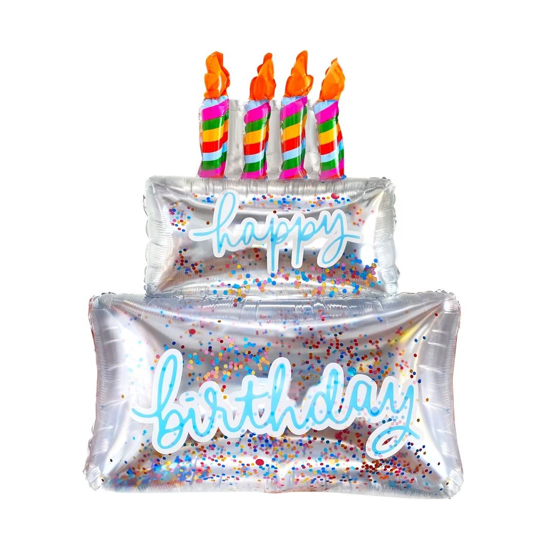 Packed Party 'Have Your Cake' 3'H Happy Birthday Cake Shaped Confetti Filled Mylar Balloon | Walmart (US)