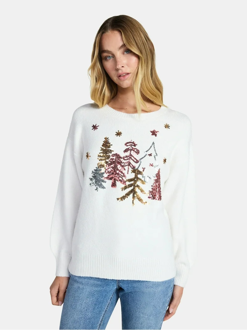 Holiday Time Women's and Women's Plus Pretty Christmas Sweater, Sizes XXS-3X | Walmart (US)