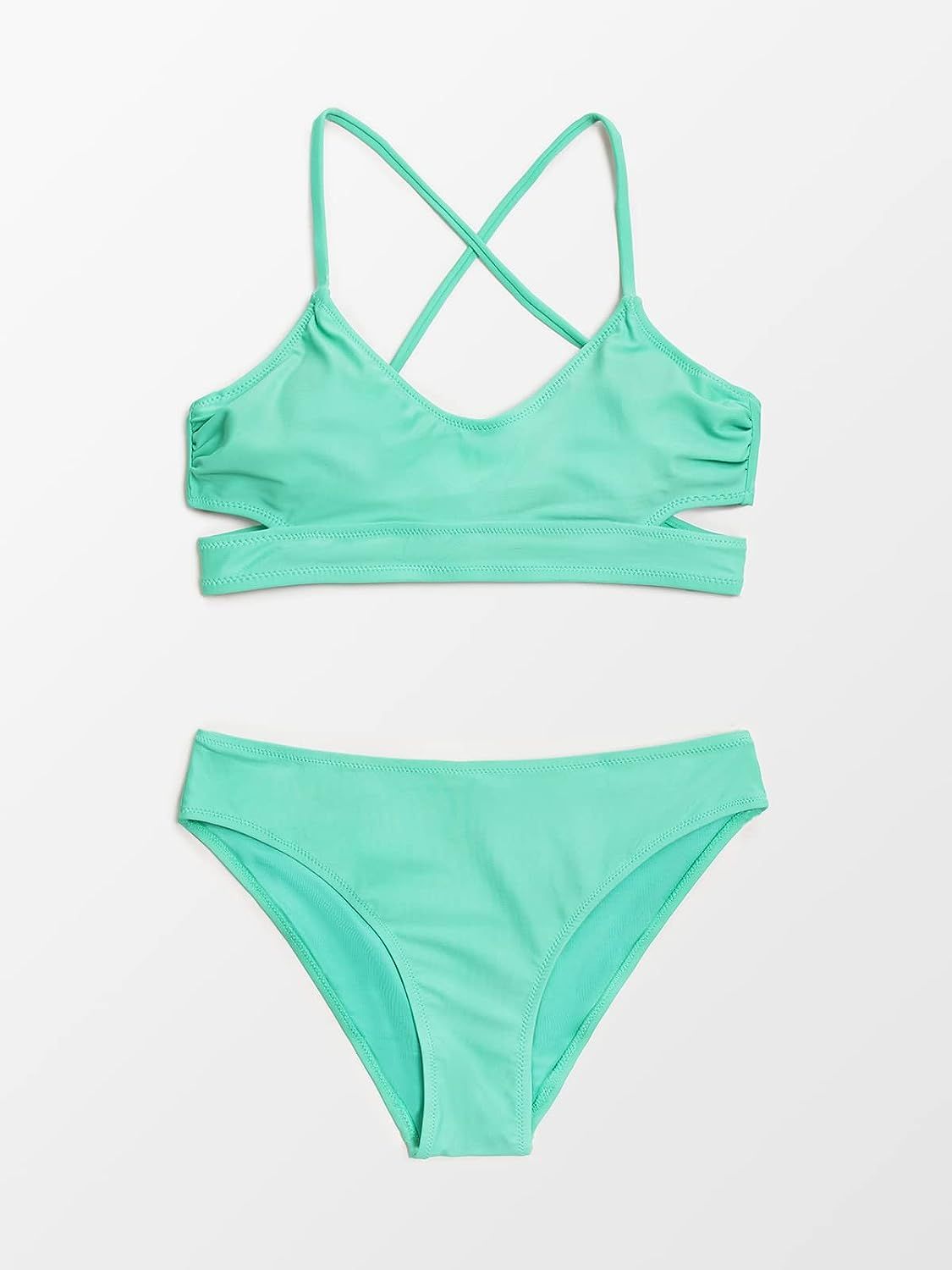 CUPSHE Women's Bikini Set Swimsuit Spaghetti Strap Scoop Neck Crisscross Tie Back | Amazon (US)