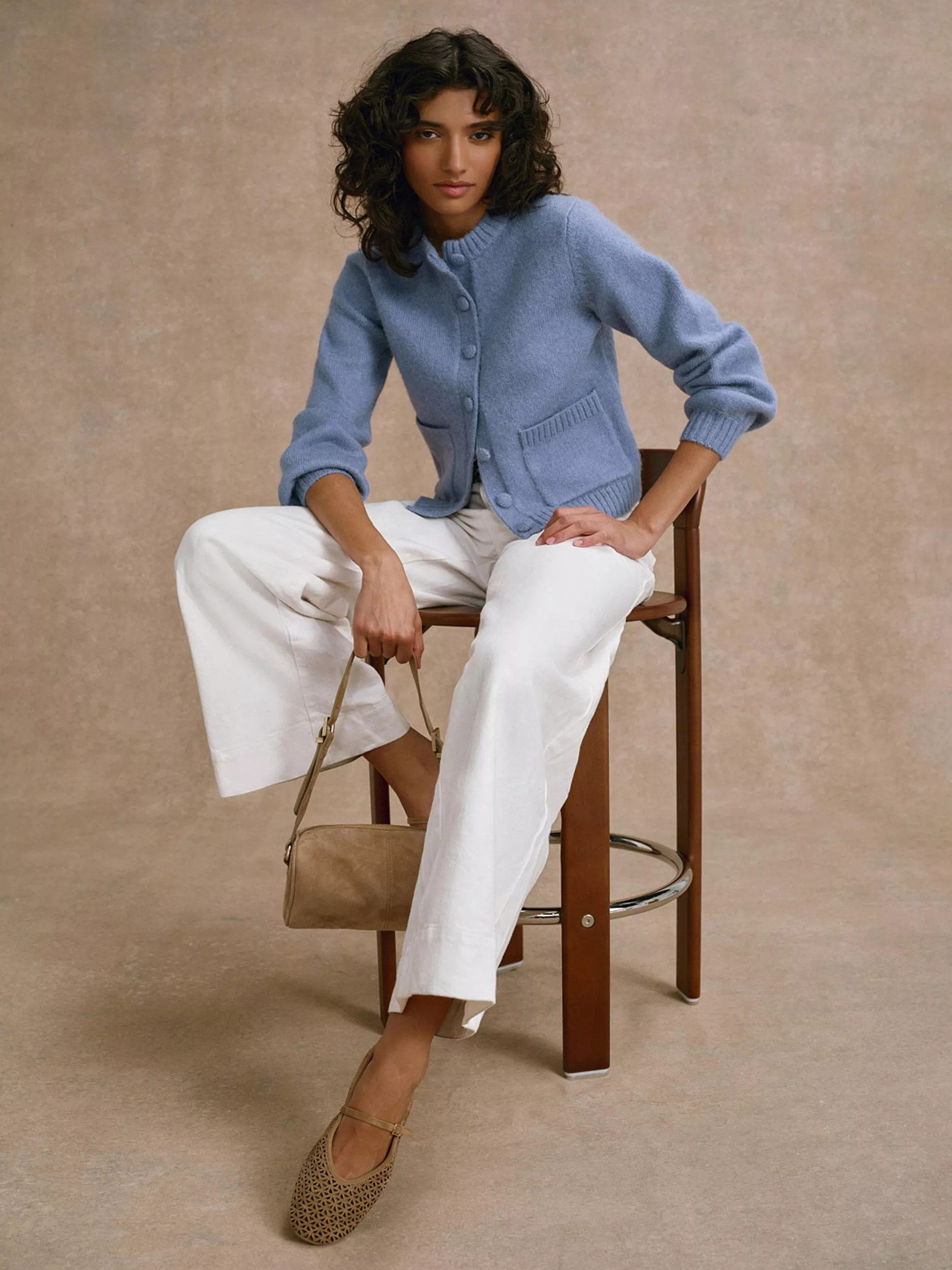 Mint Velvet Pocket Detail Wool Blend Cardigan, Blue | John Lewis (UK)