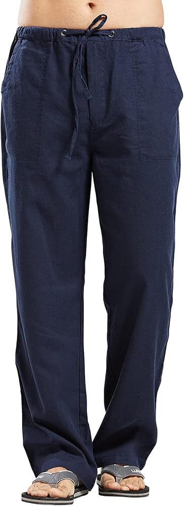 utcoco Qiuse Men's Casual Loose Fit Straight-Legs Stretchy Waist Beach Pants | Amazon (US)