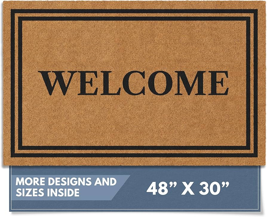 Barnyard Designs Natural Coco Coir Heavy Duty Backing Doormat - Large Cute Non-Slip Front Door We... | Amazon (US)