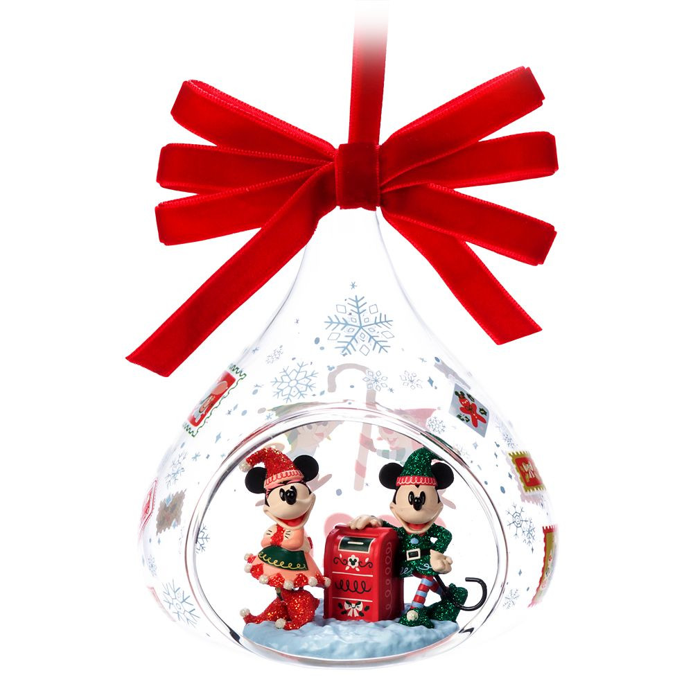 Mickey and Minnie Mouse Holiday Glass Droplet Sketchbook Ornament 2024 Official shopDisney | Disney Store