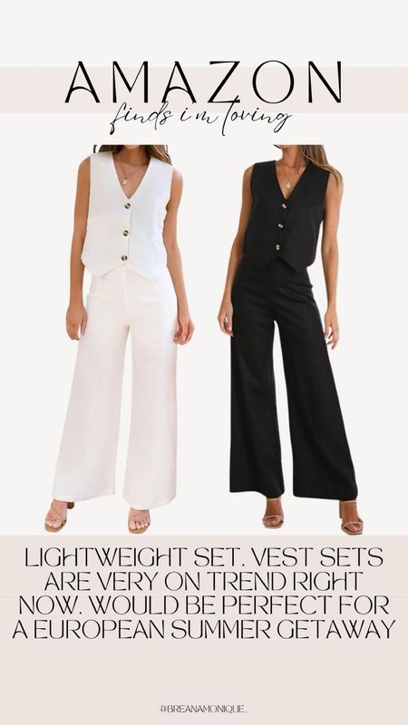 Amazon finds I’m loving, vest, two piece set, Amazon fashion finds, Amazon finds clothes, wide leg pants, waistcoat, vacation outfit, European vacation outfit #amazon 

#LTKstyletip #LTKSeasonal #LTKfindsunder50