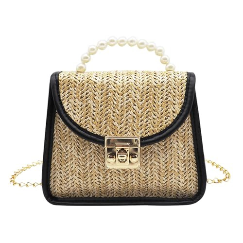 Mini Straw Bag for Women, Summer Woven Crossbody Shoulder Bag for Girls, Small Pearl Top Handle H... | Amazon (US)
