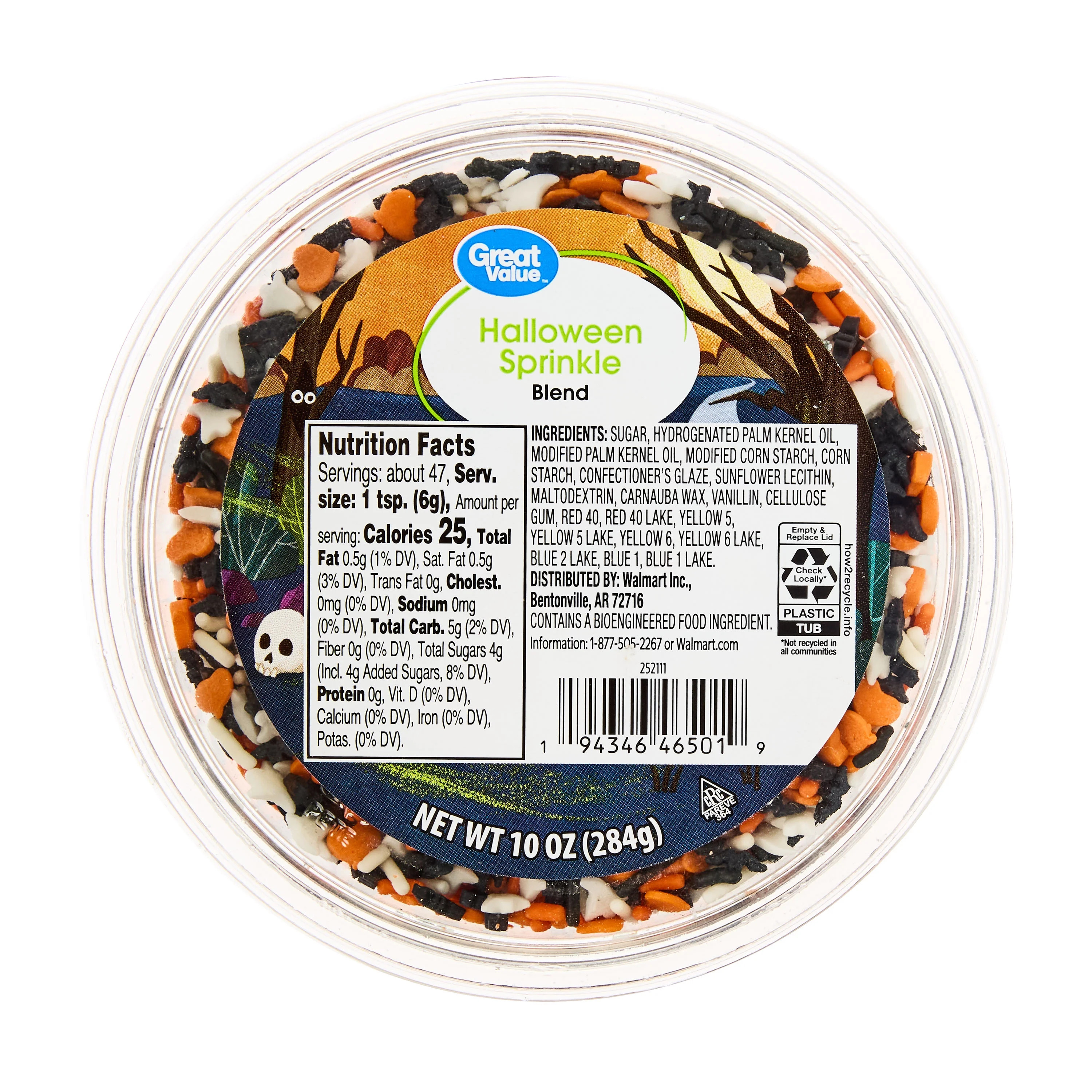 Great Value Halloween Sprinkle Blend, 10 oz Tub | Walmart (US)