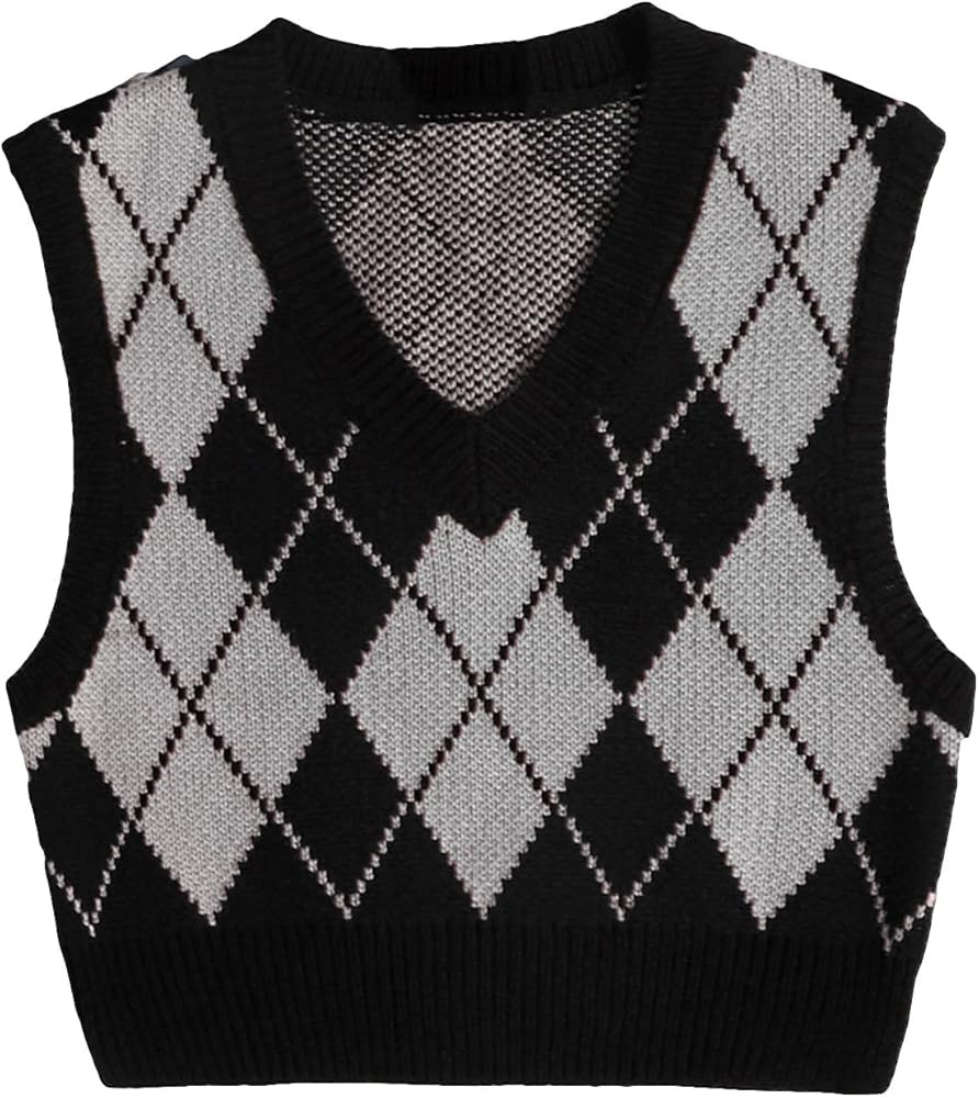 Floerns Women's Sleeveless Round Neck Cute Strawberry Sweater Vest Crop Shirt Top | Amazon (US)