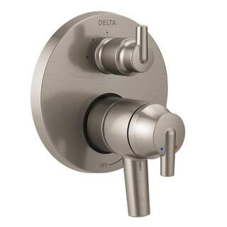 Delta 2-Handle Wall-Mount Valve Trim Kit with 3-Setting Integrated Diverter in Stainless (Valve N... | The Home Depot