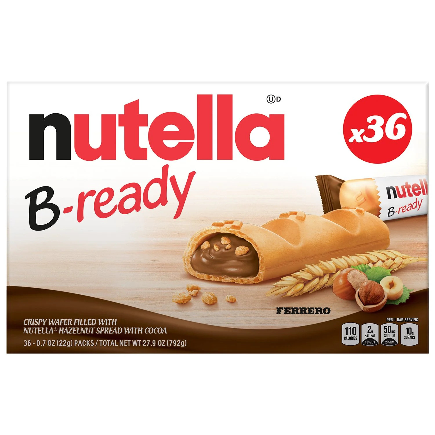 Nutella B-Ready Crispy Wafers, 0.7 oz., 36ct | Sam's Club