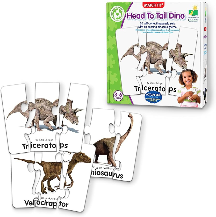The Learning Journey: Match It! Head to Tail Dinos - 20 Piece with Error-Correction - Beginner Di... | Amazon (US)