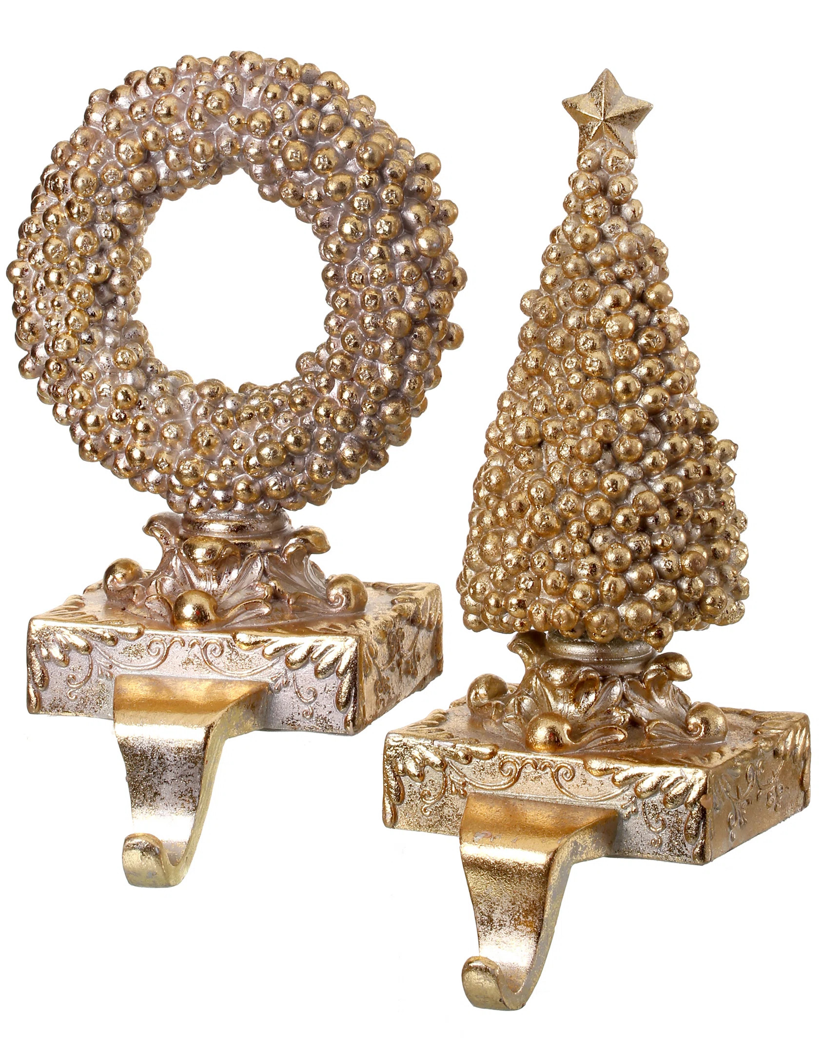 2 Piece Gilded Berry Stocking Holder Decorative Accent Set | Wayfair North America